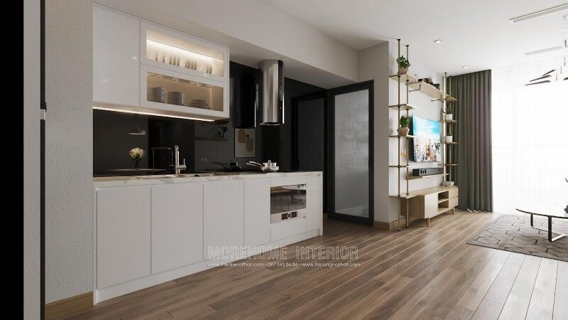  #19 Ý tưởng thiết kế chung cư với tủ bếp gỗ công nghiệp acrylic cao cấp